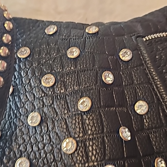 PURSE Women's Bohemian Clear Rhinestone Shoulder Purse with Bejeweled Design - Picture 10 of 12